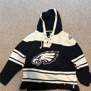47 Black and Cream Eagles Hoodie